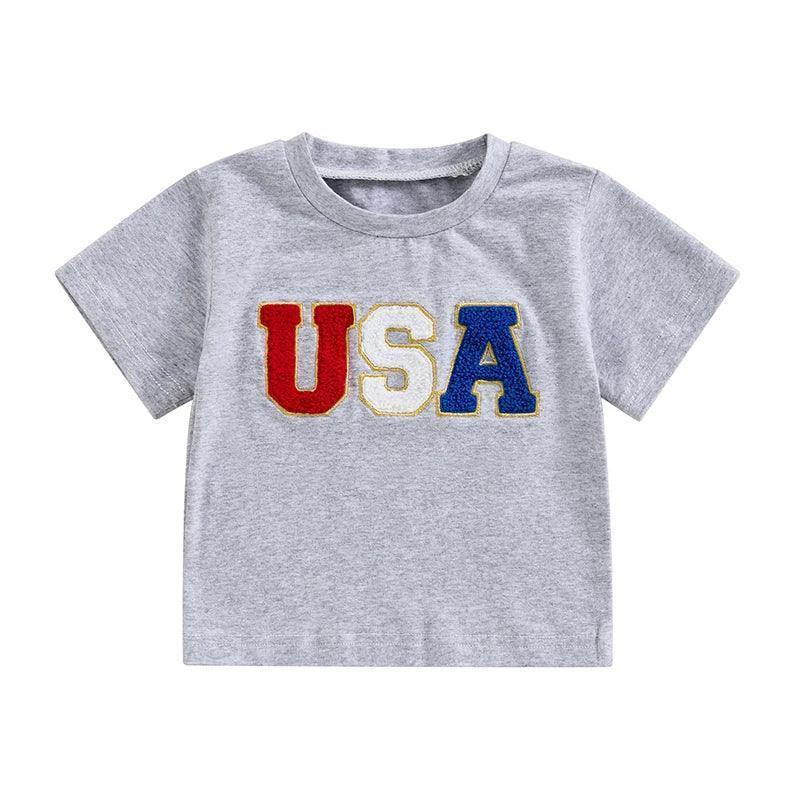 usa embroidered kids t-shirt - basil boutique