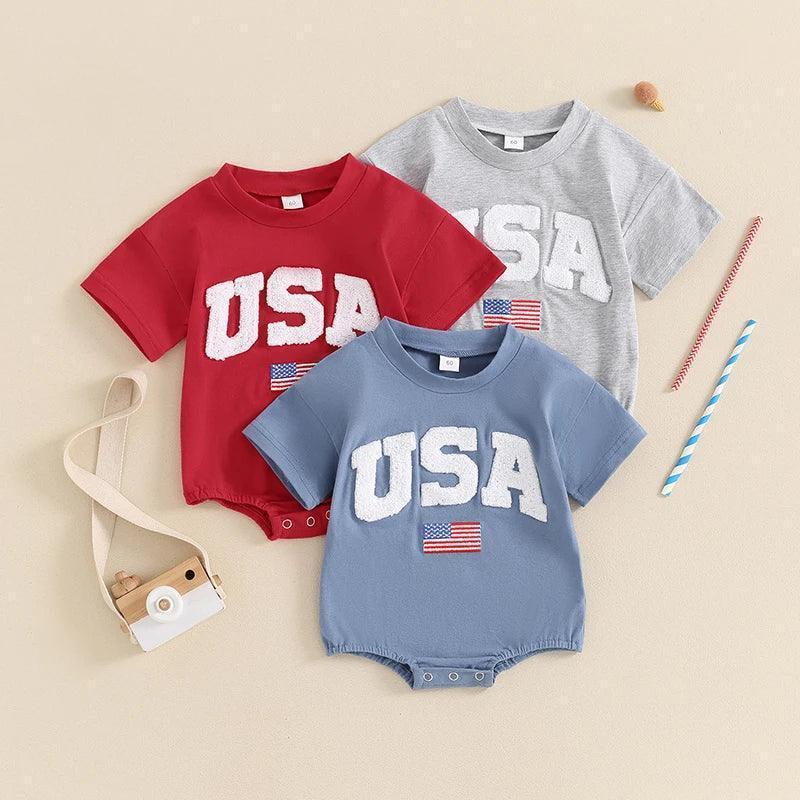 usa embroidered onesie - basil boutique