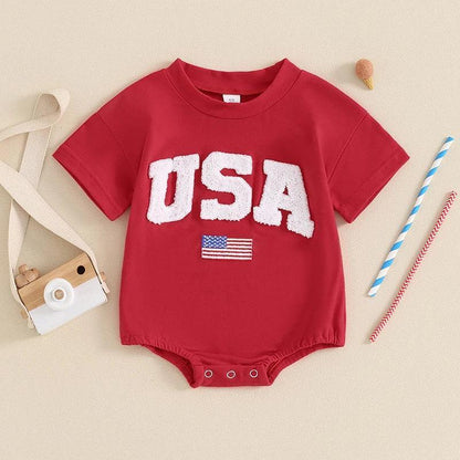 usa embroidered onesie - basil boutique