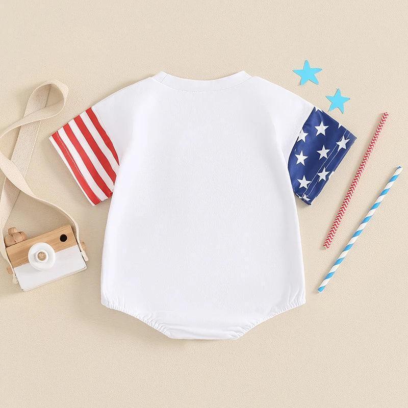 usa flag embroidered onesie - basil boutique