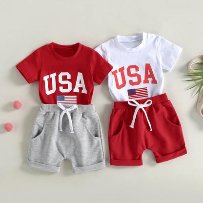 usa flag kids outfit - basil boutique