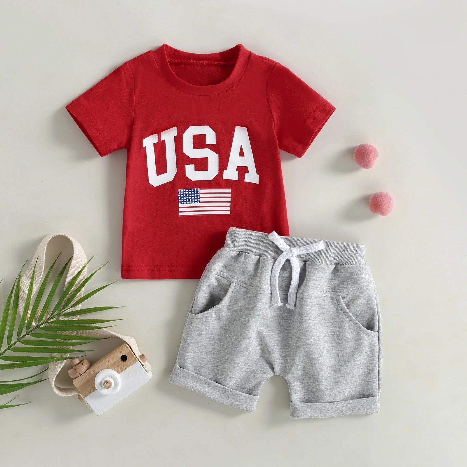 usa flag kids outfit - basil boutique