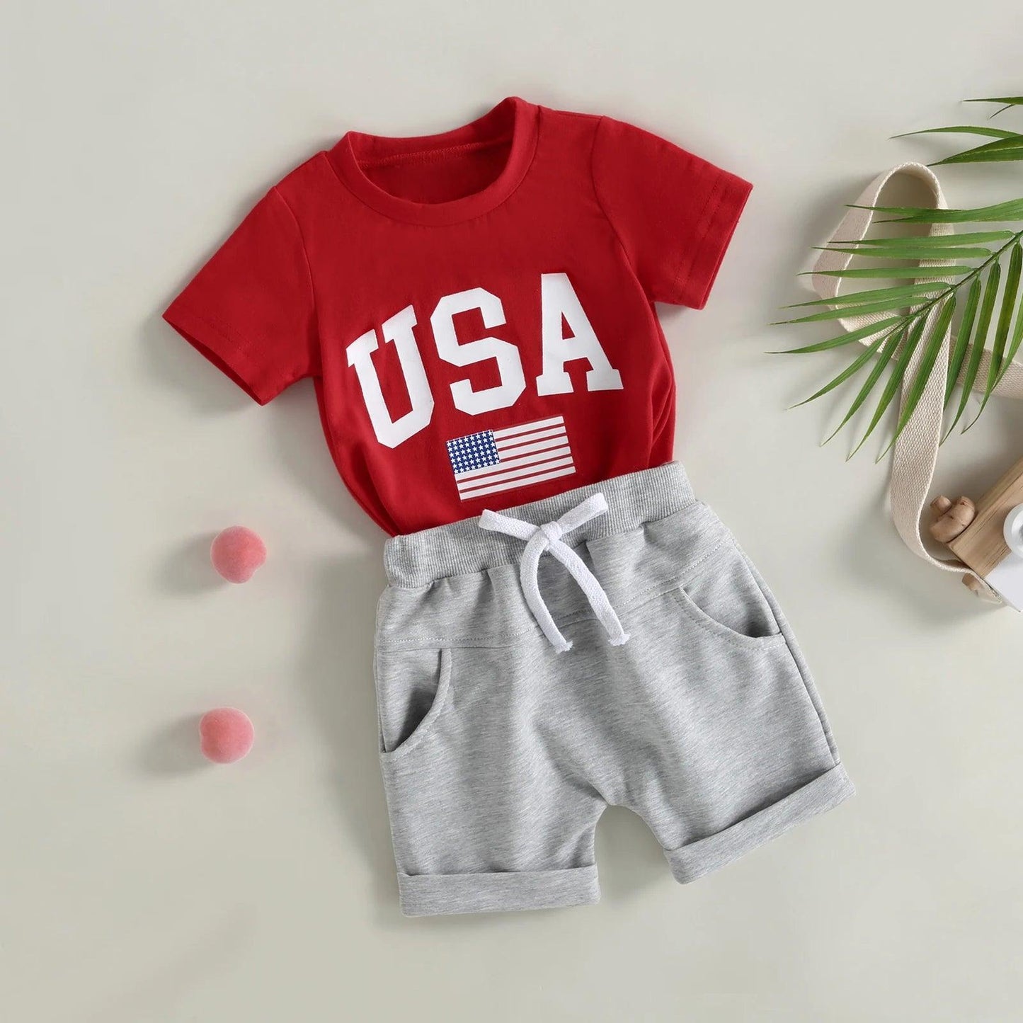 usa flag kids outfit - basil boutique