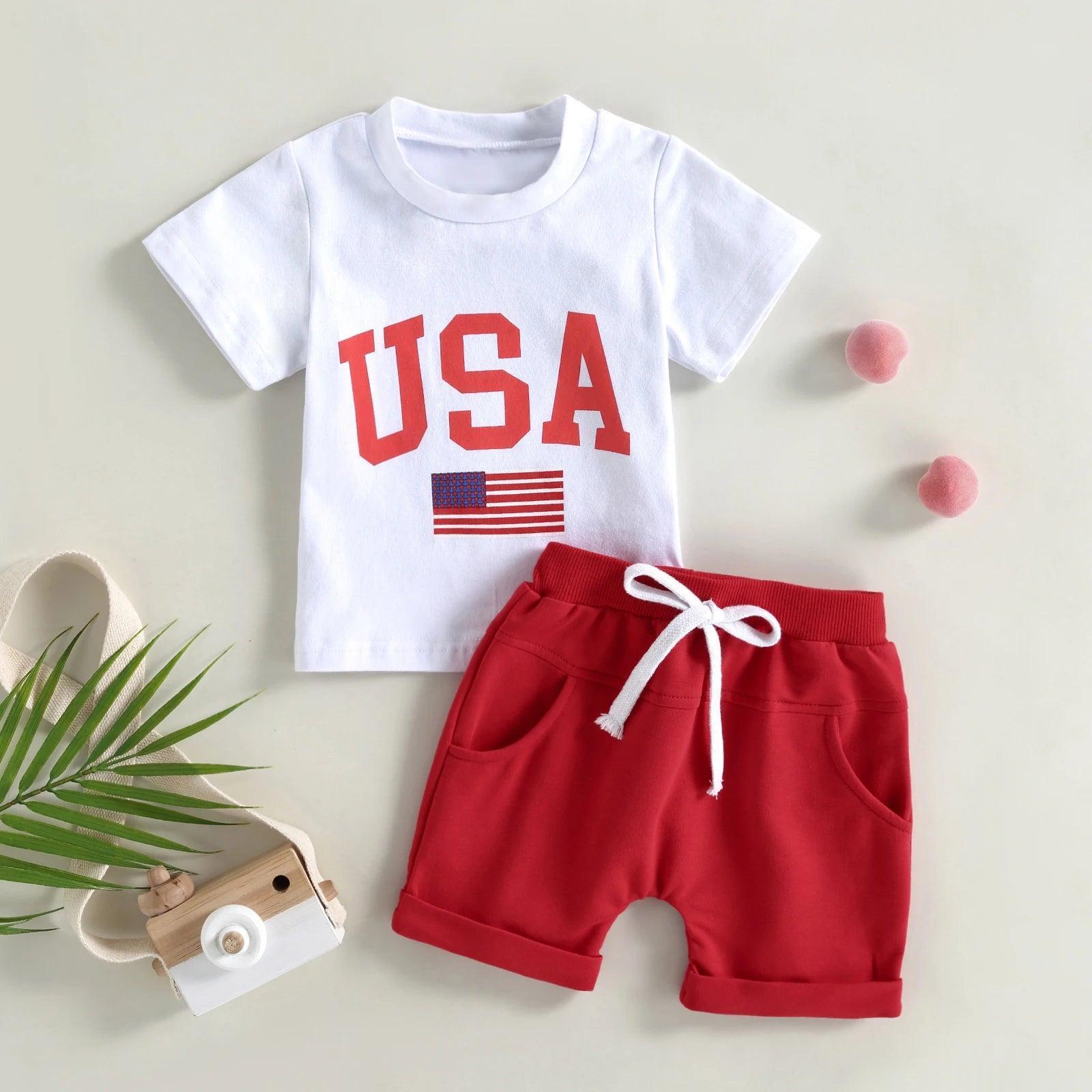 usa flag kids outfit - basil boutique