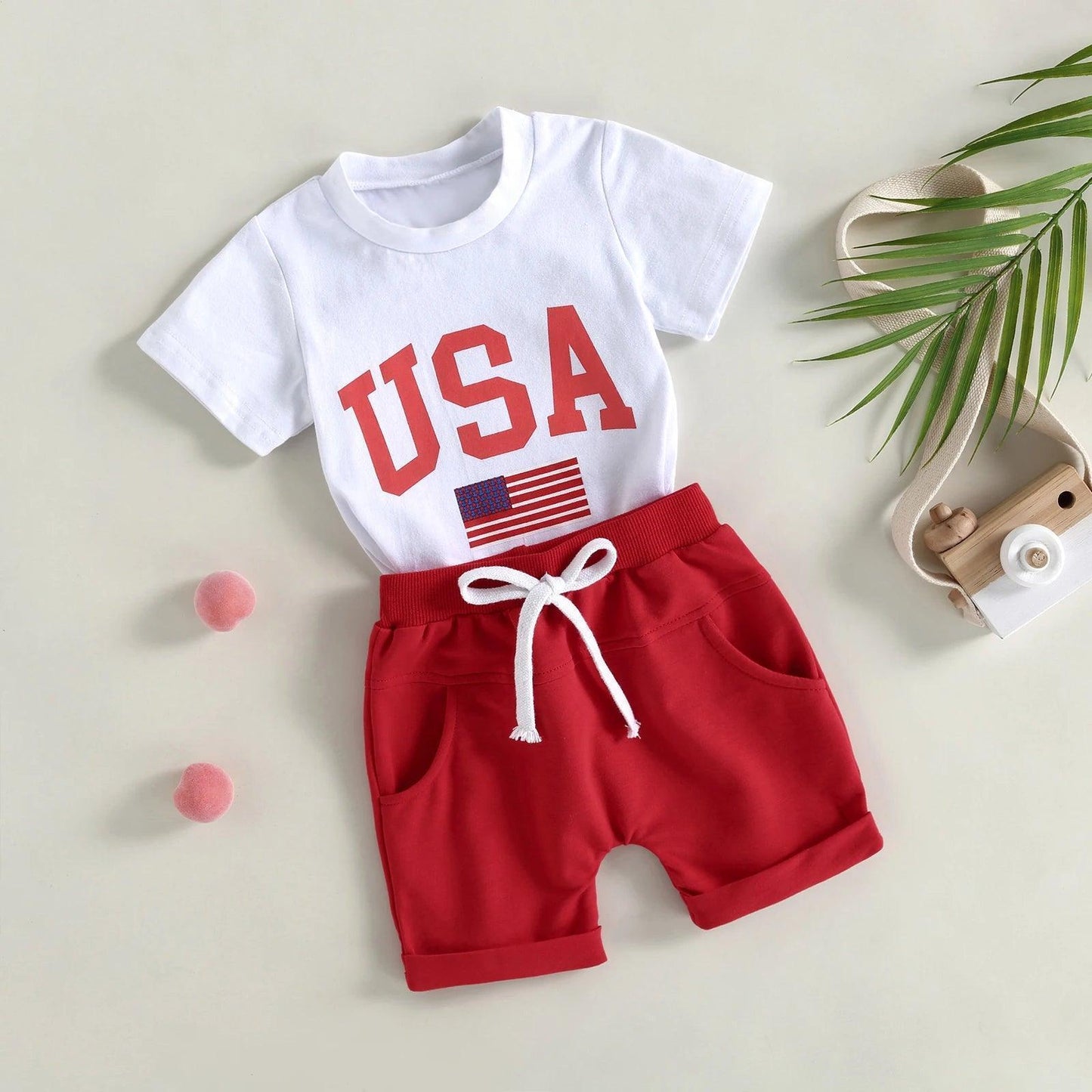 usa flag kids outfit - basil boutique