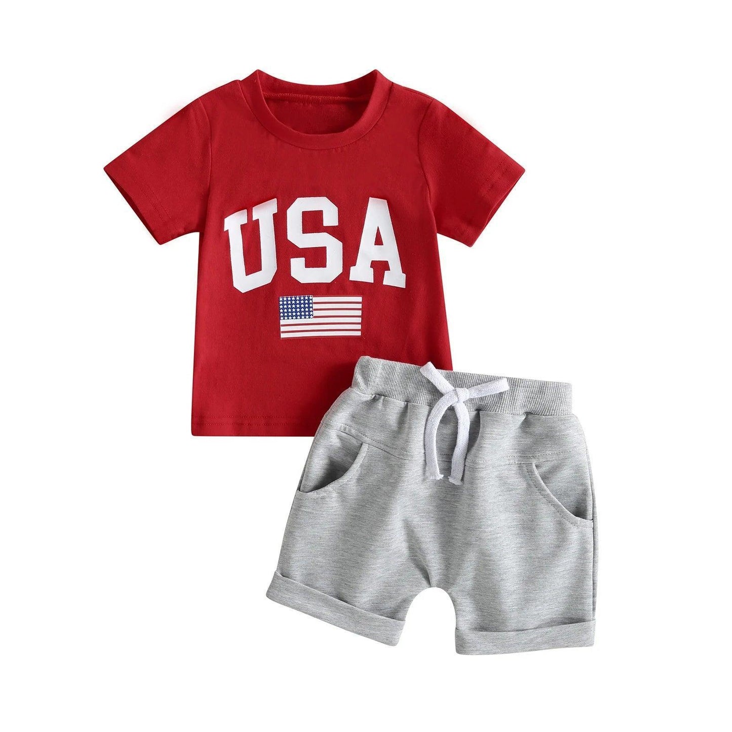 usa flag kids outfit - basil boutique