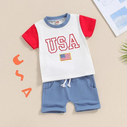 usa flag little ones outfit - basil boutique