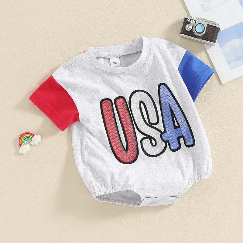 usa sequin onesie - basil boutique