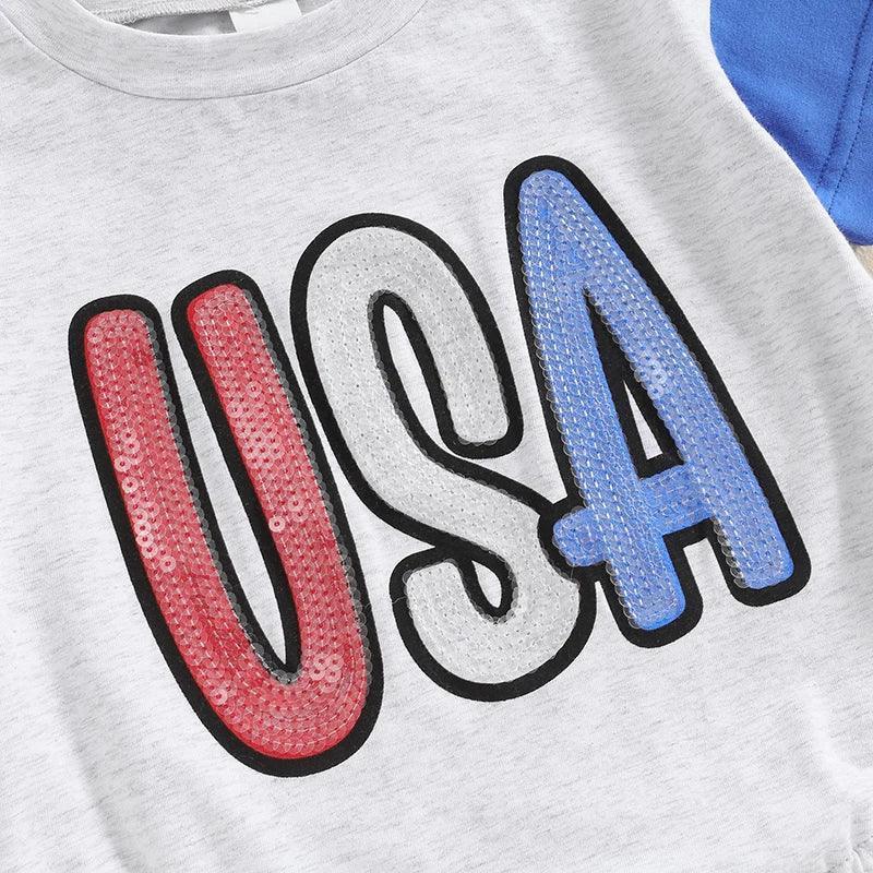 usa sequin onesie - basil boutique