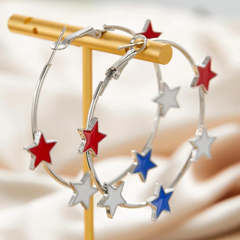 usa star hoop earrings - basil boutique