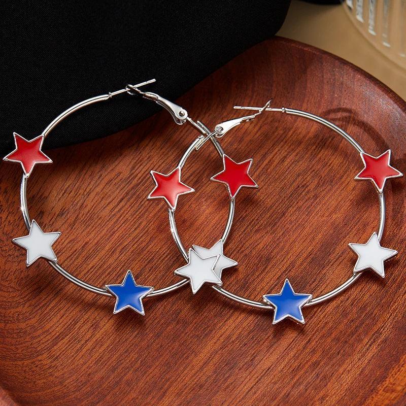 usa star hoop earrings - basil boutique