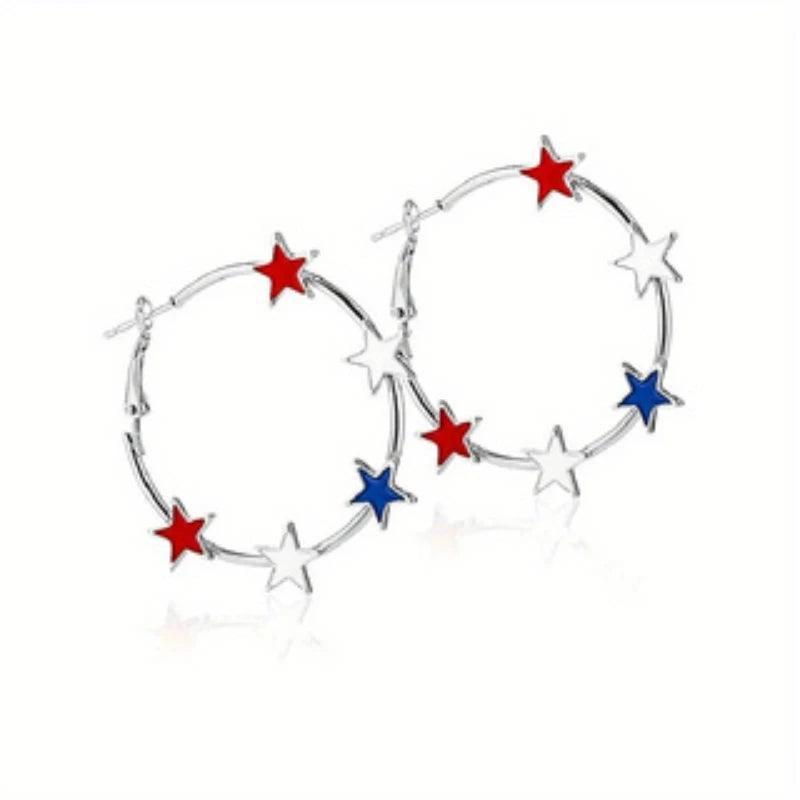 usa star hoop earrings - basil boutique