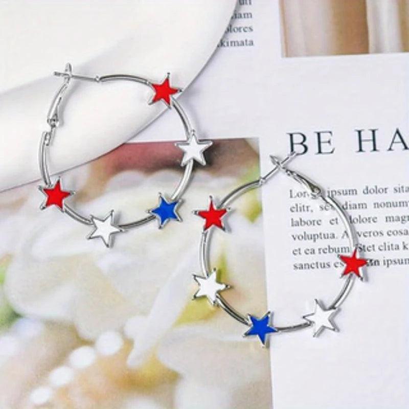 usa star hoop earrings - basil boutique