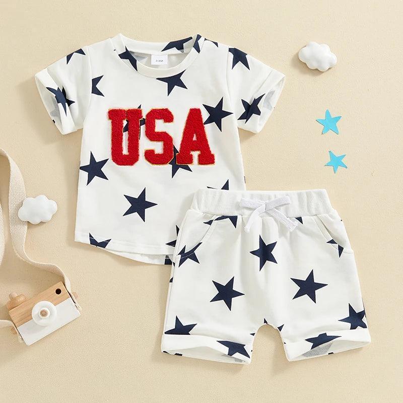 usa stars kids outfit - basil boutique