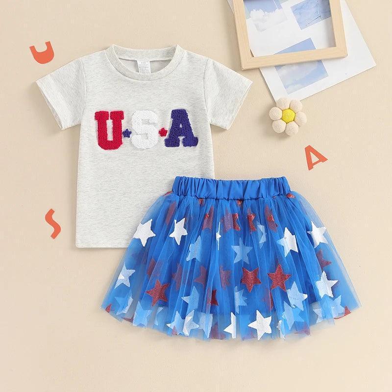 usa tutu girls outfit - basil boutique