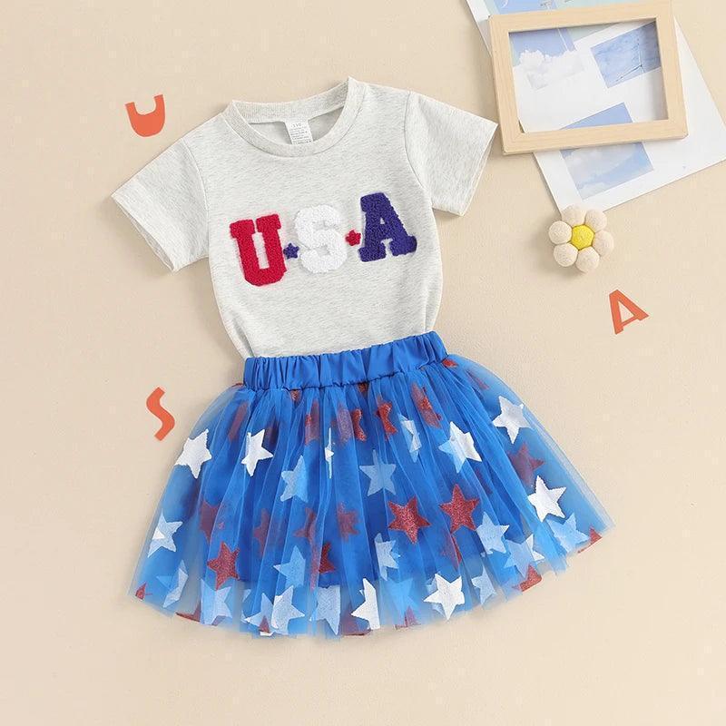 usa tutu girls outfit - basil boutique