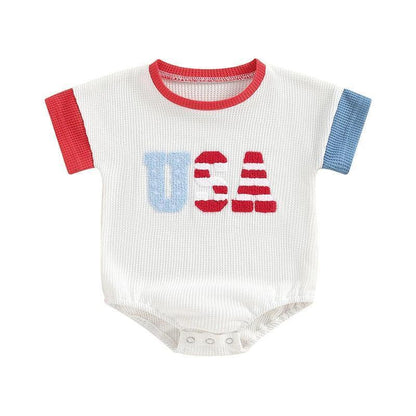 usa waffle onesie - basil boutique