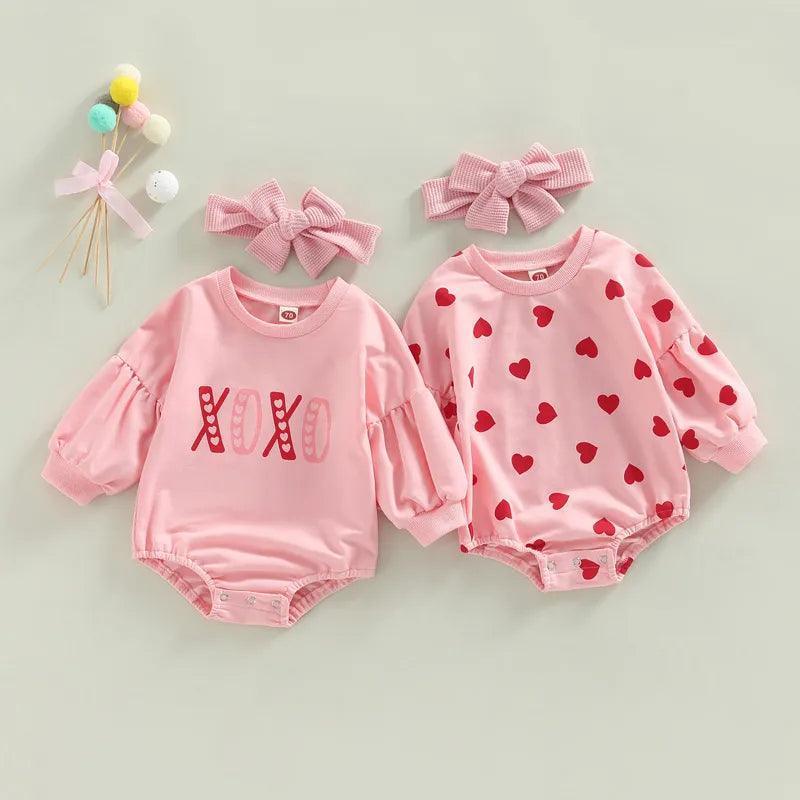 valentine's day bell sleeve onesies - basil boutique