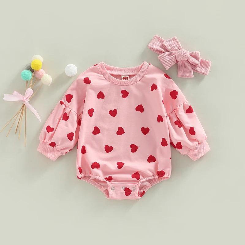 valentine's day bell sleeve onesies - basil boutique