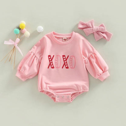 valentine's day bell sleeve onesies - basil boutique