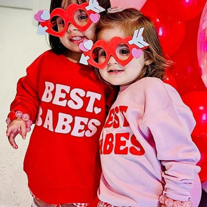 valentine's day matching kids crew sweatshirts - basil boutique