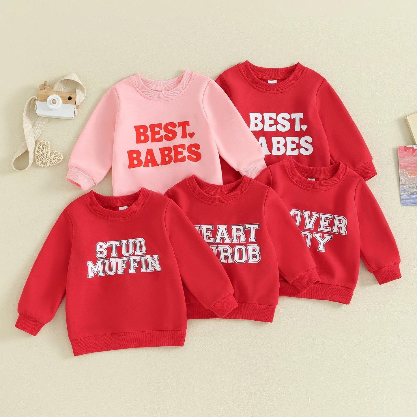 valentine's day matching kids crew sweatshirts - basil boutique