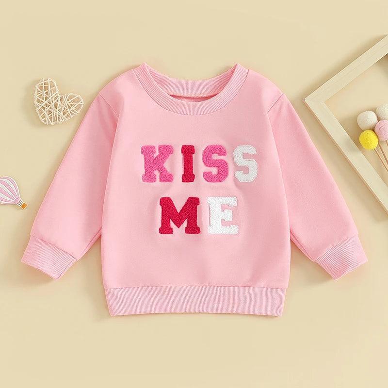 valentine's day patch kids crew sweatshirts - basil boutique