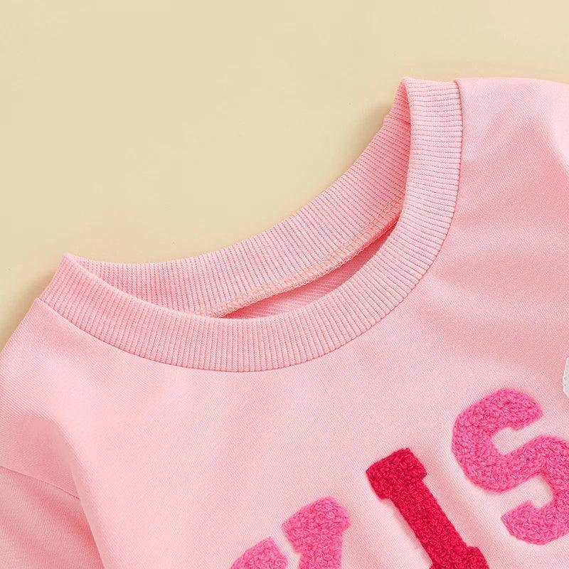 valentine's day patch kids crew sweatshirts - basil boutique