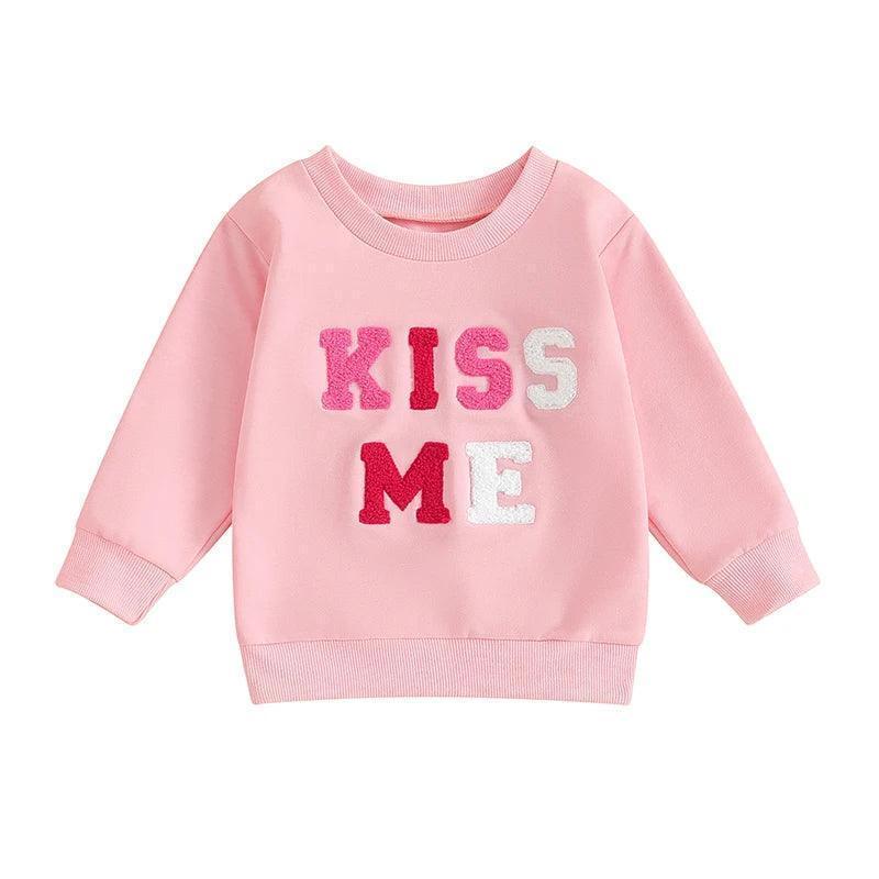 valentine's day patch kids crew sweatshirts - basil boutique