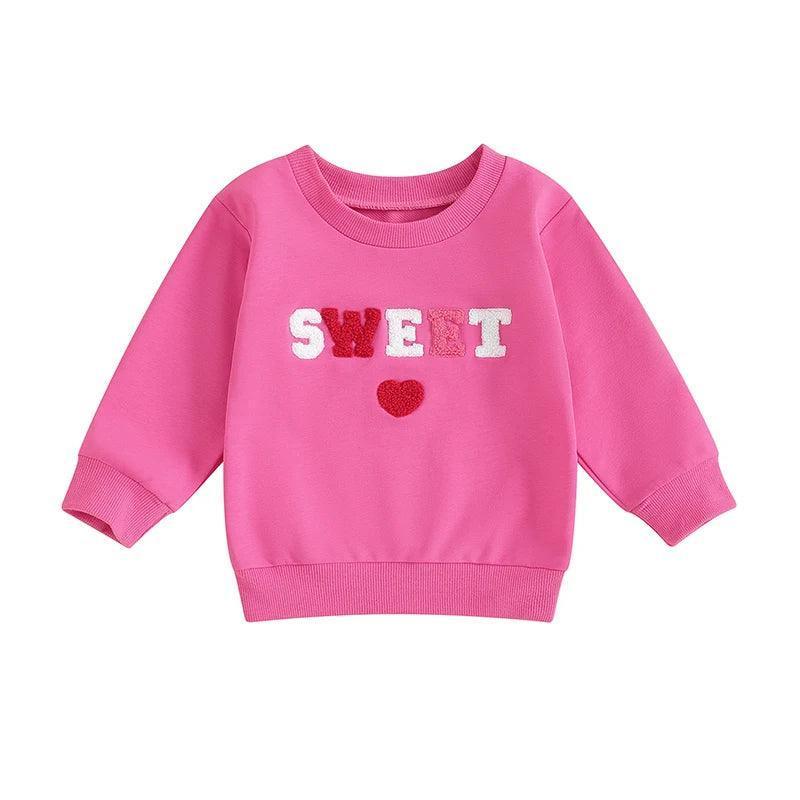 valentine's day patch kids crew sweatshirts - basil boutique