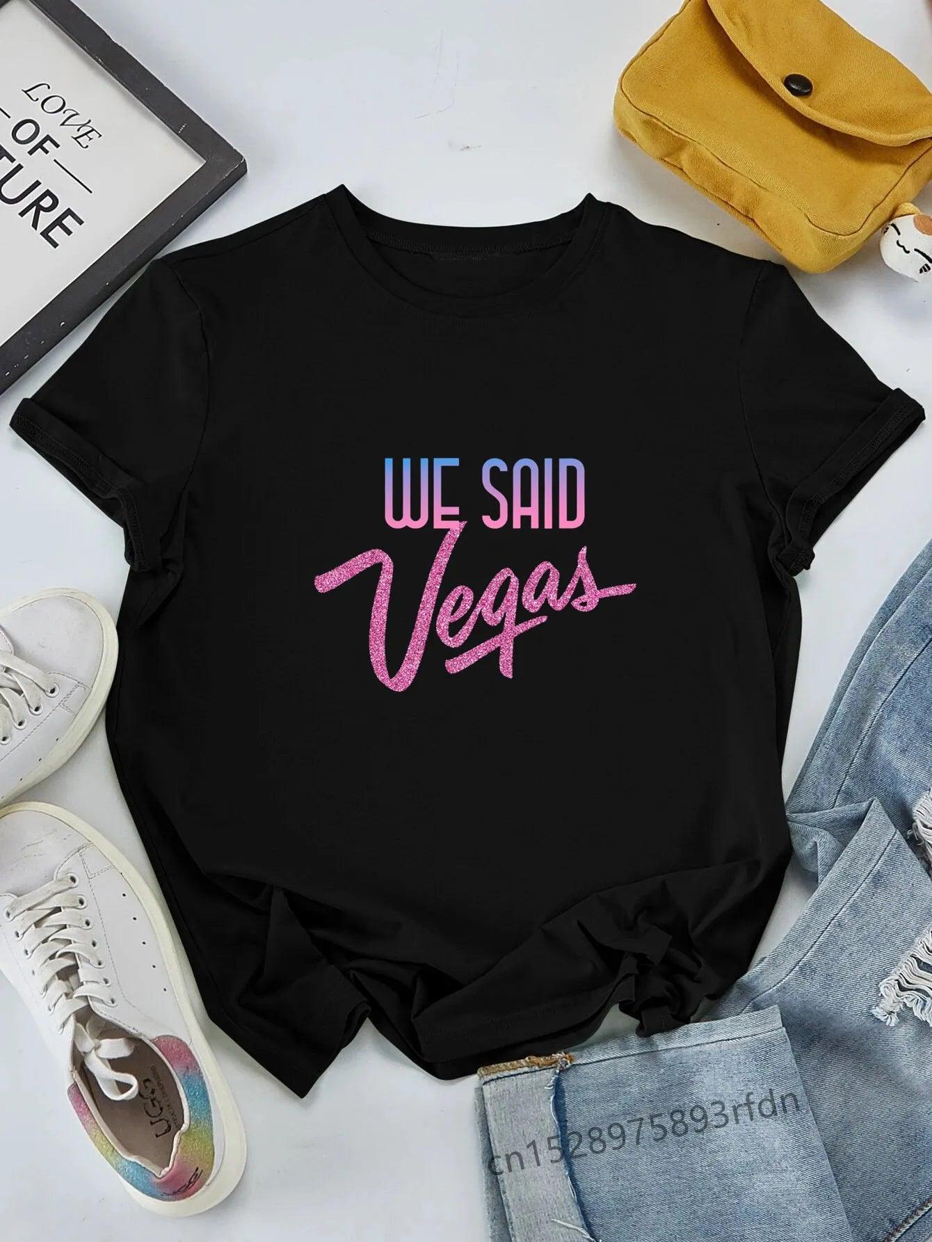 We Said Vegas Team Bride Print Bachelorette Wedding Party Women T-shirt Casual ladies basic O-collar Short Sleeved T-shirts Girl - basil boutique