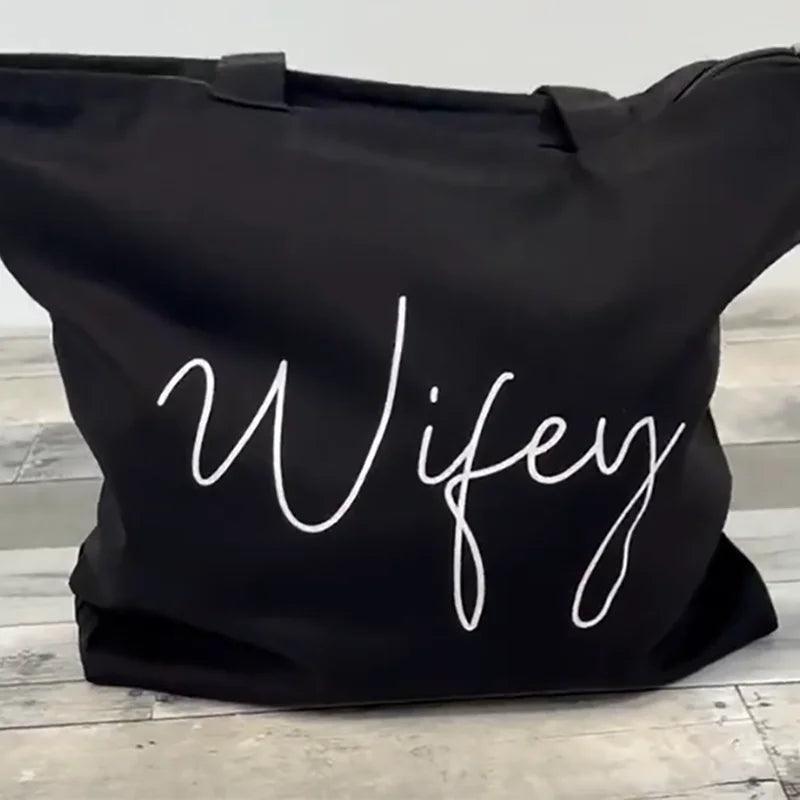 wifey canvas tote bag - basil boutique