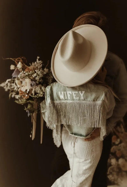 wifey fringe denim jacket - basil boutique