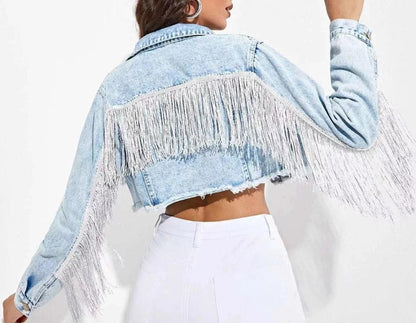 wifey fringe denim jacket - basil boutique